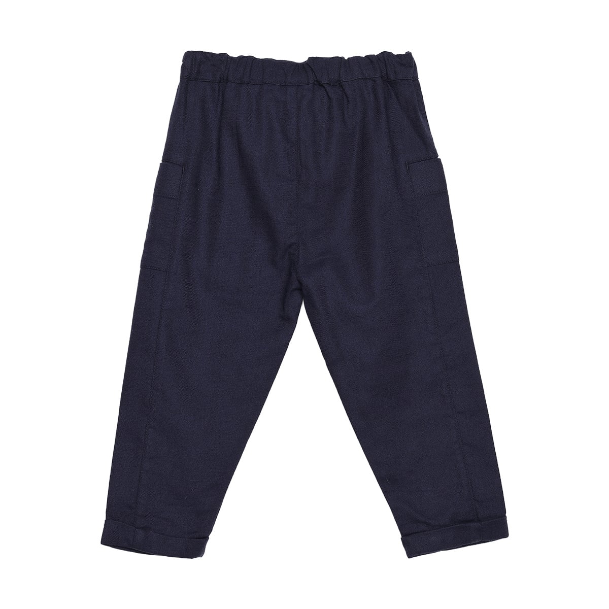 Baby Boys Navy Blue Cotton Blend MC Embroidered Pant Regular Fit Casual Wear