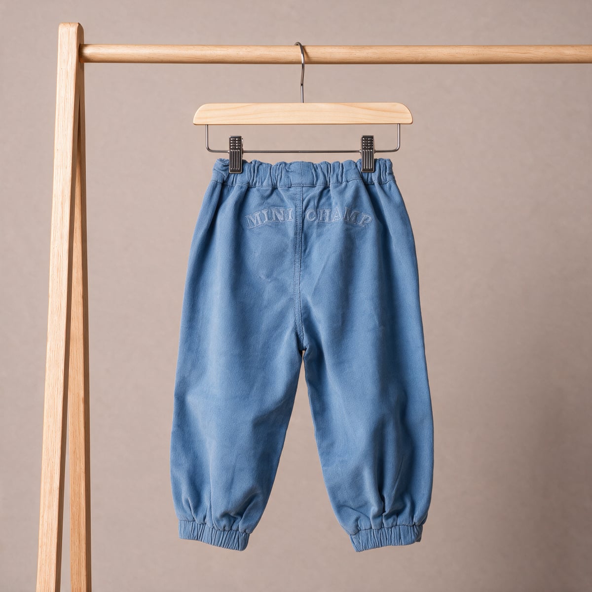 Baby Boys Blue Cotton Corduroy Mini Champ Embroidered Pant Regular Fit Casual