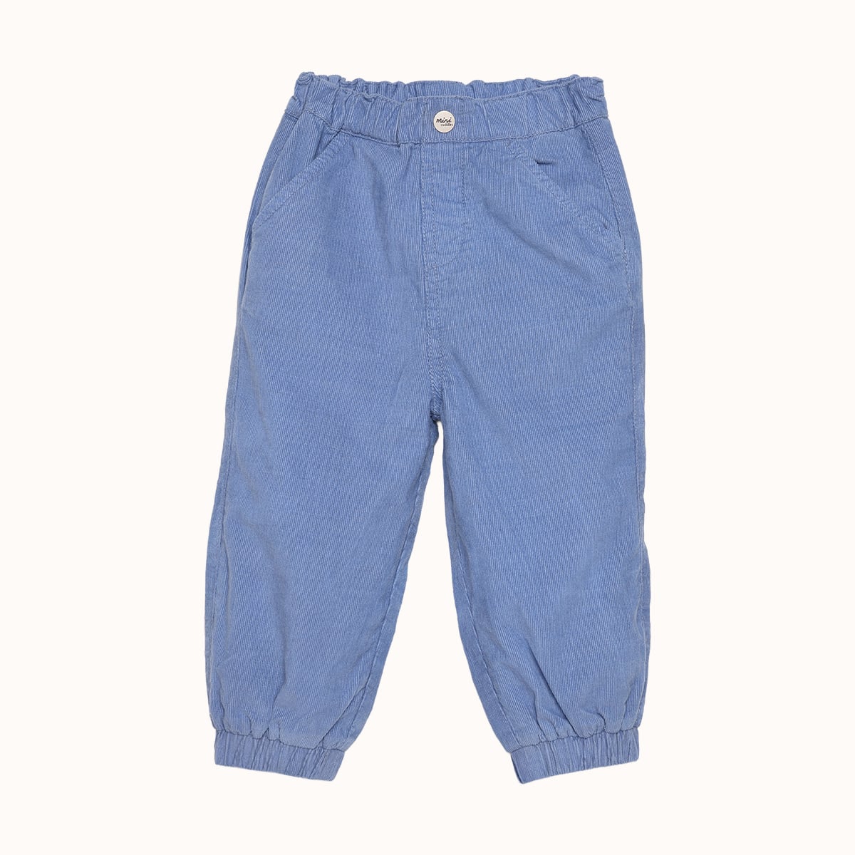 Baby Boys Blue Cotton Corduroy Mini Champ Embroidered Pant Regular Fit Casual