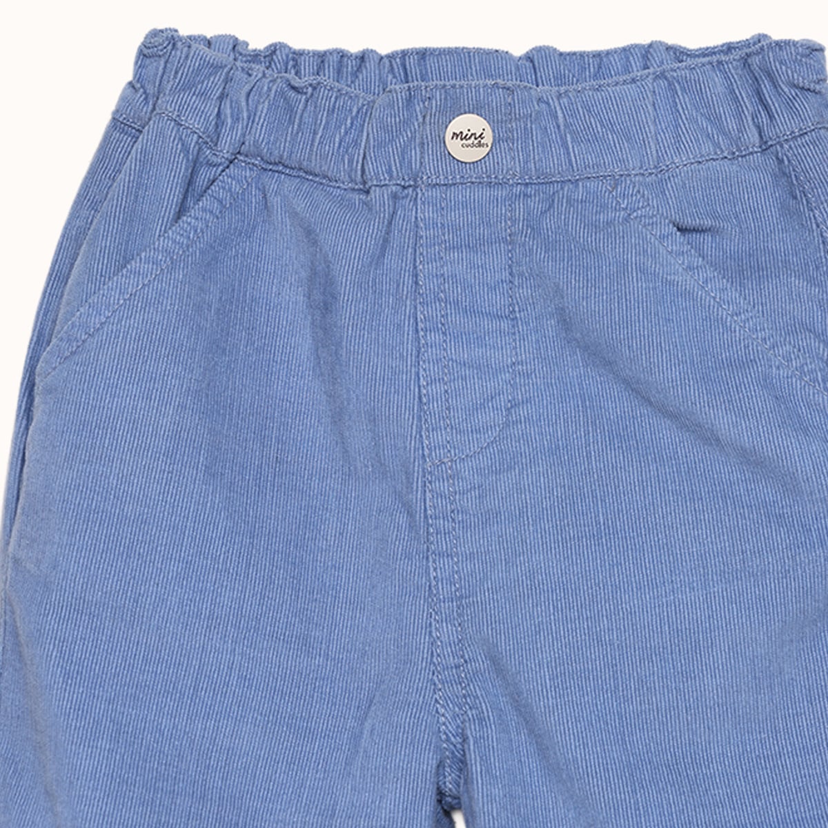 Baby Boys Blue Cotton Corduroy Mini Champ Embroidered Pant Regular Fit Casual