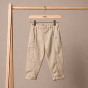 Baby Boys Beige Cotton Blend Animal Embroidered Woven Pant Regular Fit Casual Wear