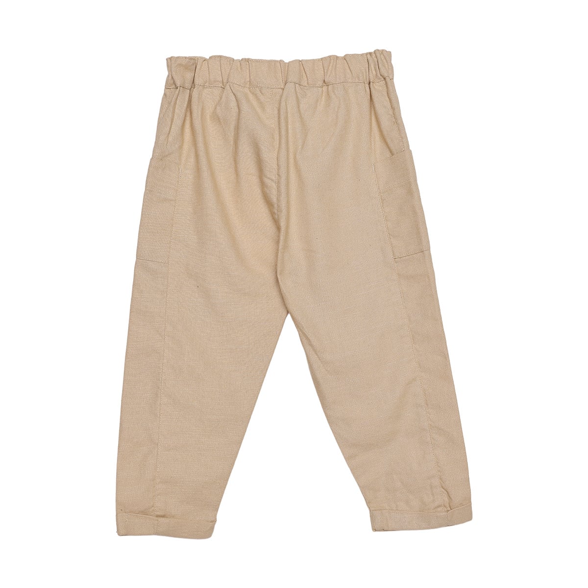 Baby Boys Beige Cotton Blend Animal Embroidered Woven Pant Regular Fit Casual Wear