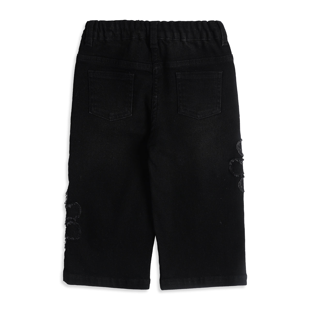 Baby Girls Black Cotton Denim Pant Regular Fit Casual Wear