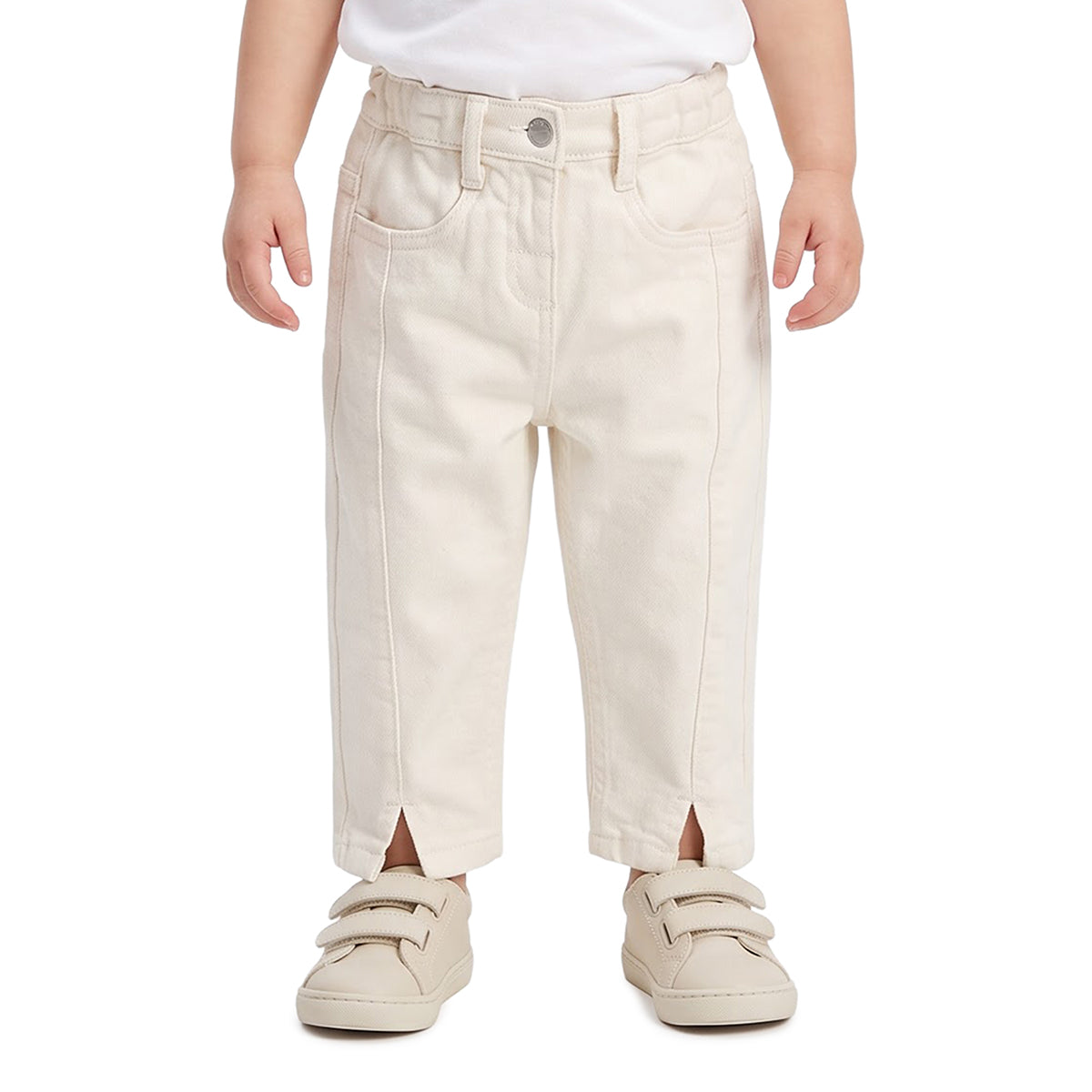 Baby Girls Off-White Denim Pants Regular Fit Casual Wear