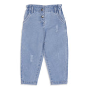 Baby Girls Light Blue Cotton Blend Denim Pant Regular Fit Casual Wear