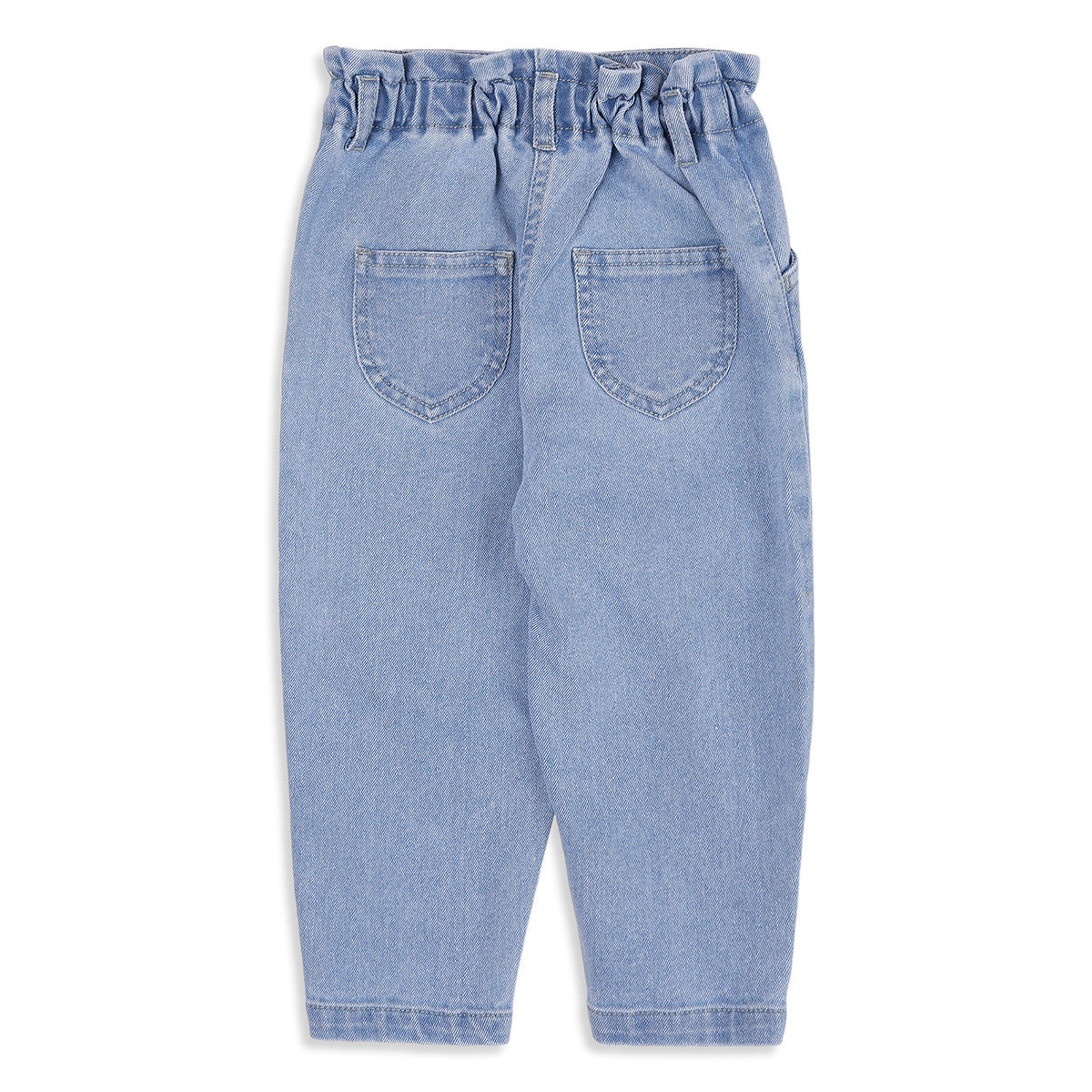 Baby Girls Light Blue Cotton Blend Denim Pant Regular Fit Casual Wear