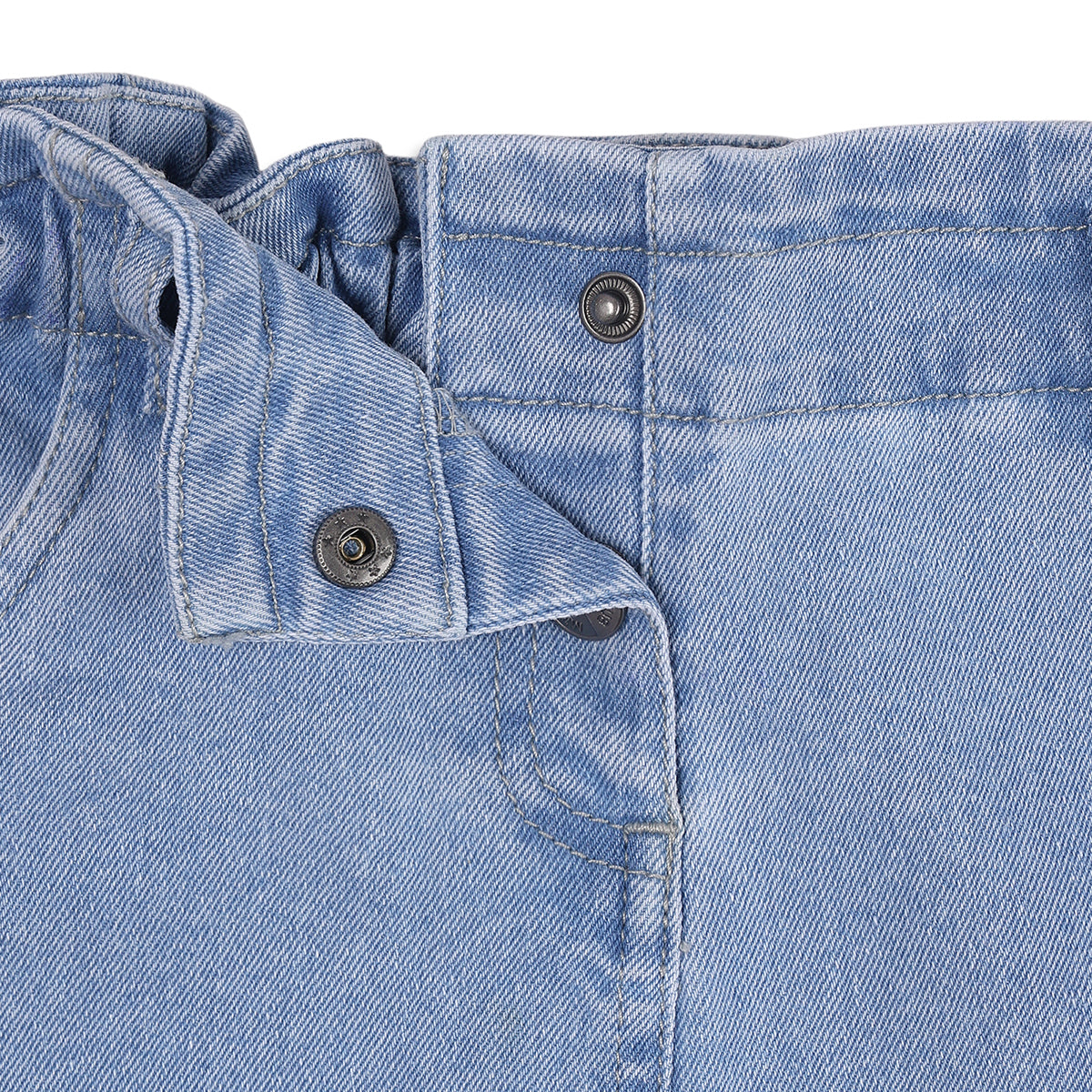 Baby Girls Light Blue Cotton Blend Denim Pant Regular Fit Casual Wear