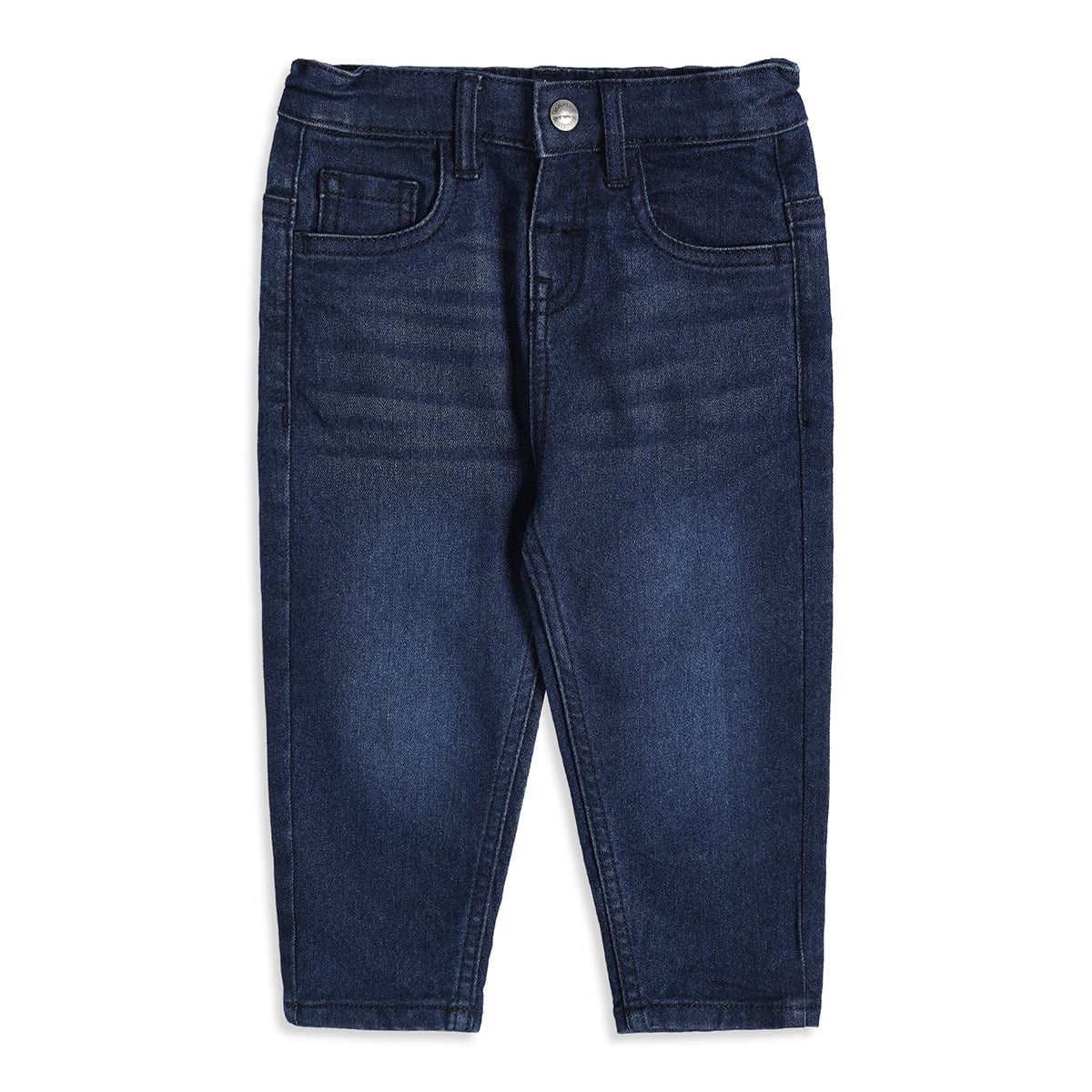 Baby Girls Dark Blue Washed Denim Pants Regular Fit Casual Wear