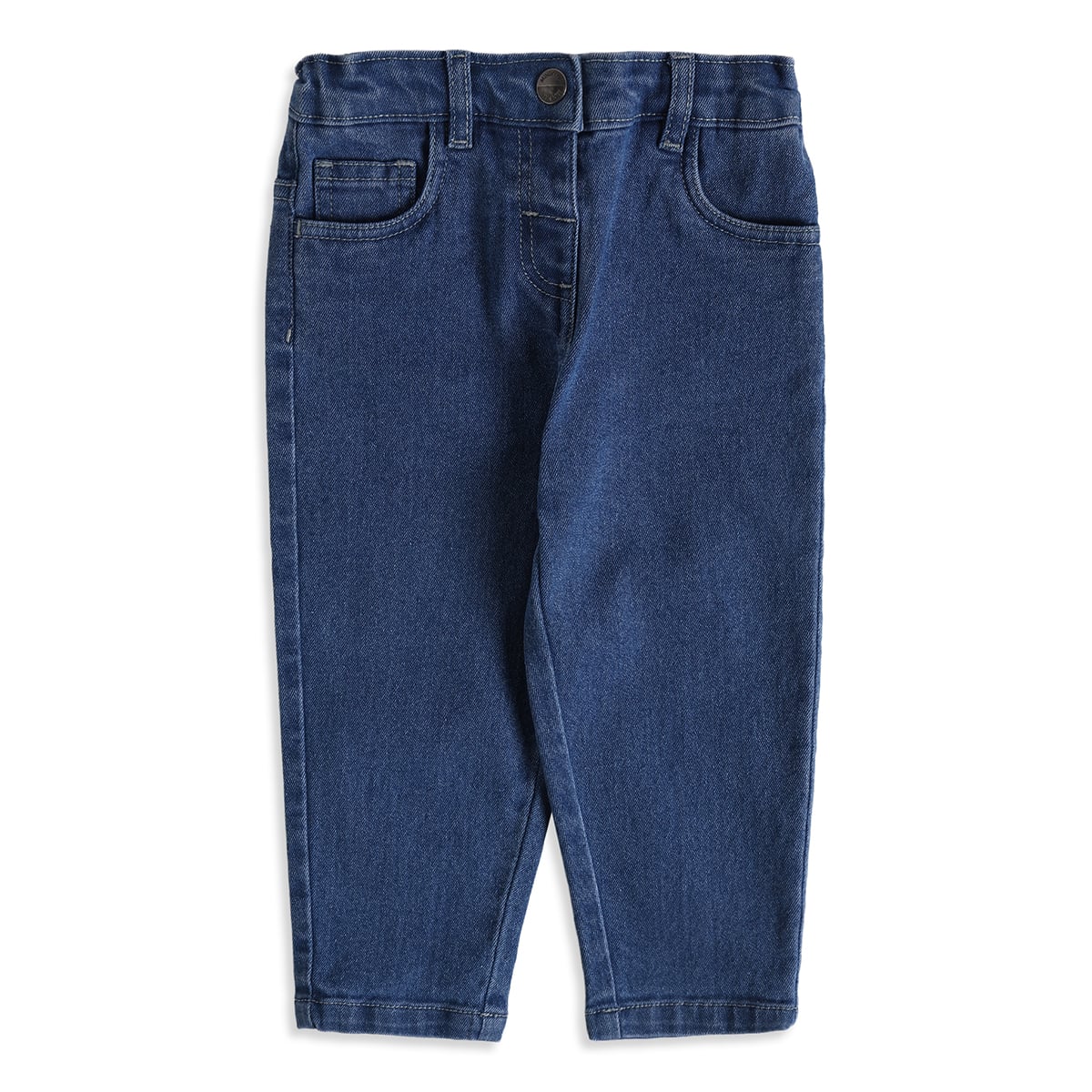 Baby Girls Blue Cotton Denim Pants Regular Fit Casual Wear