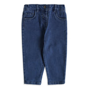 Baby Girls Blue Cotton Denim Pants Regular Fit Casual Wear