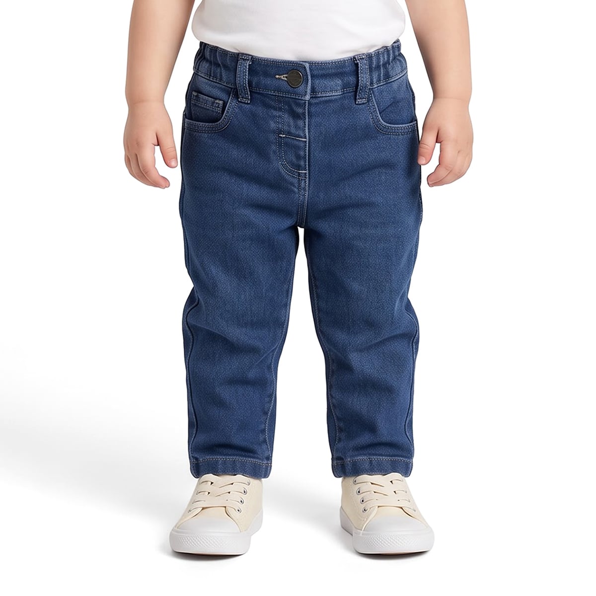 Baby Girls Blue Cotton Denim Pants Regular Fit Casual Wear