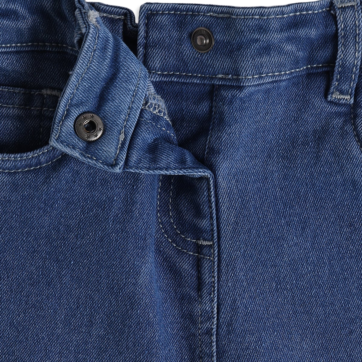 Baby Girls Blue Cotton Denim Pants Regular Fit Casual Wear
