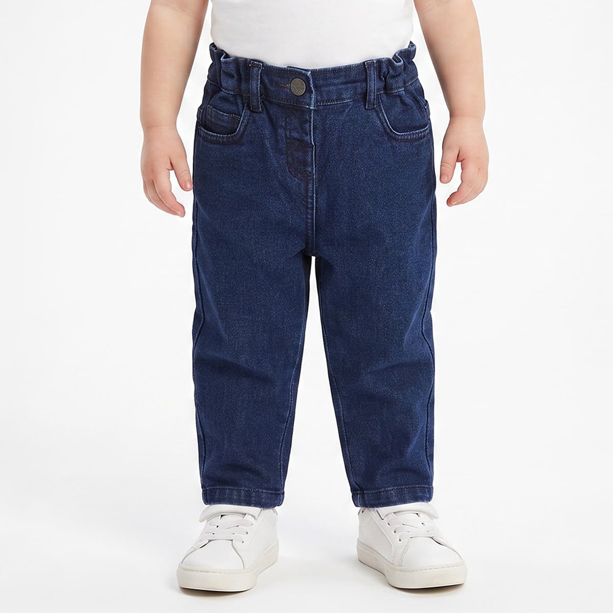 Baby Girls Dark Blue Denim Pants Regular Fit Casual Wear