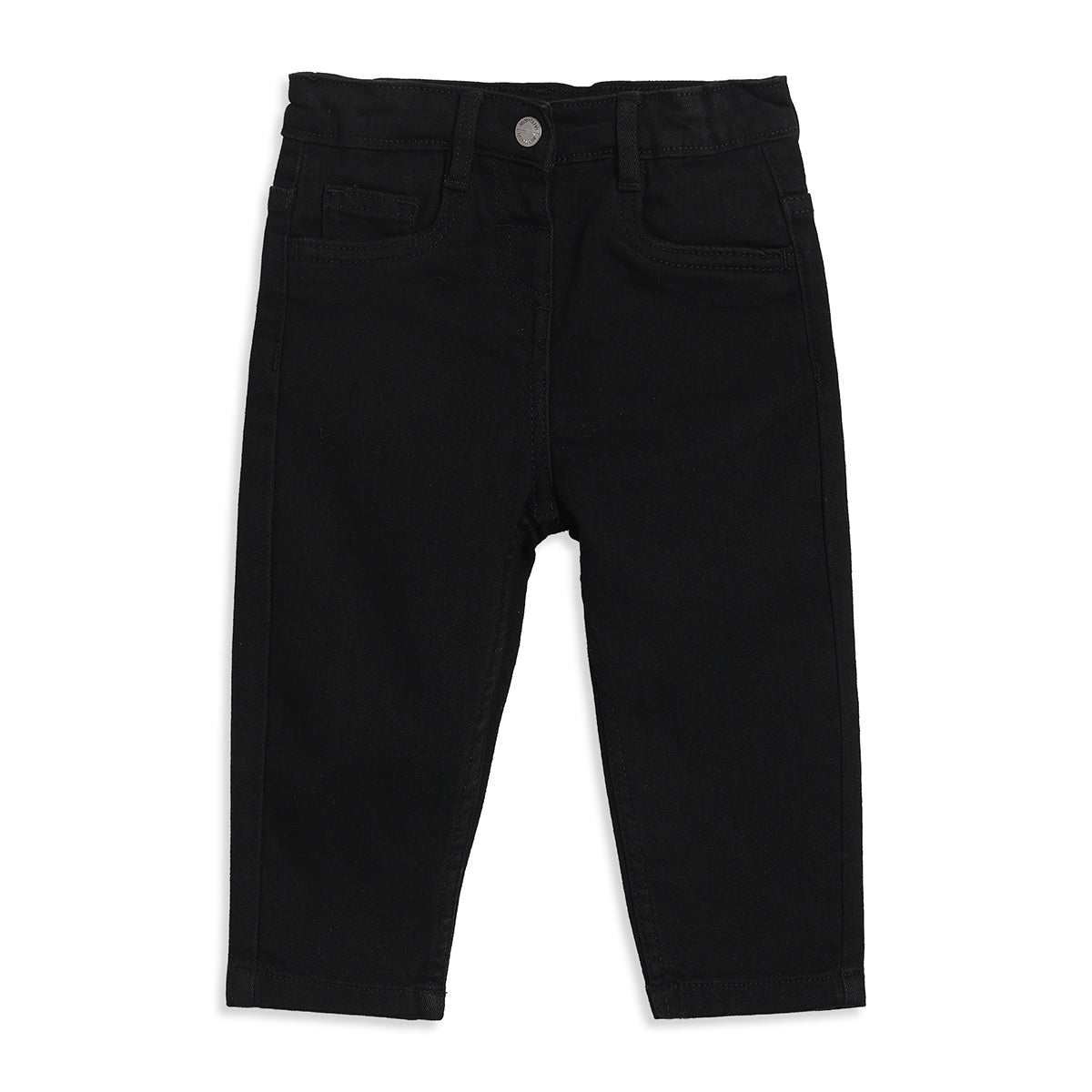 Baby Girls Black Denim Pants Regular Fit for Casual Wear