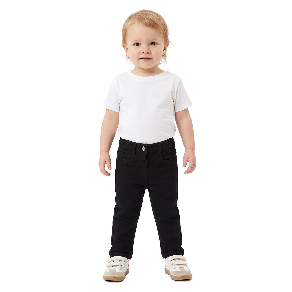 Baby Girls Black Denim Pants Regular Fit for Casual Wear