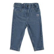Baby Girls Blue Cotton Denim Pant Regular Fit Casual Wear