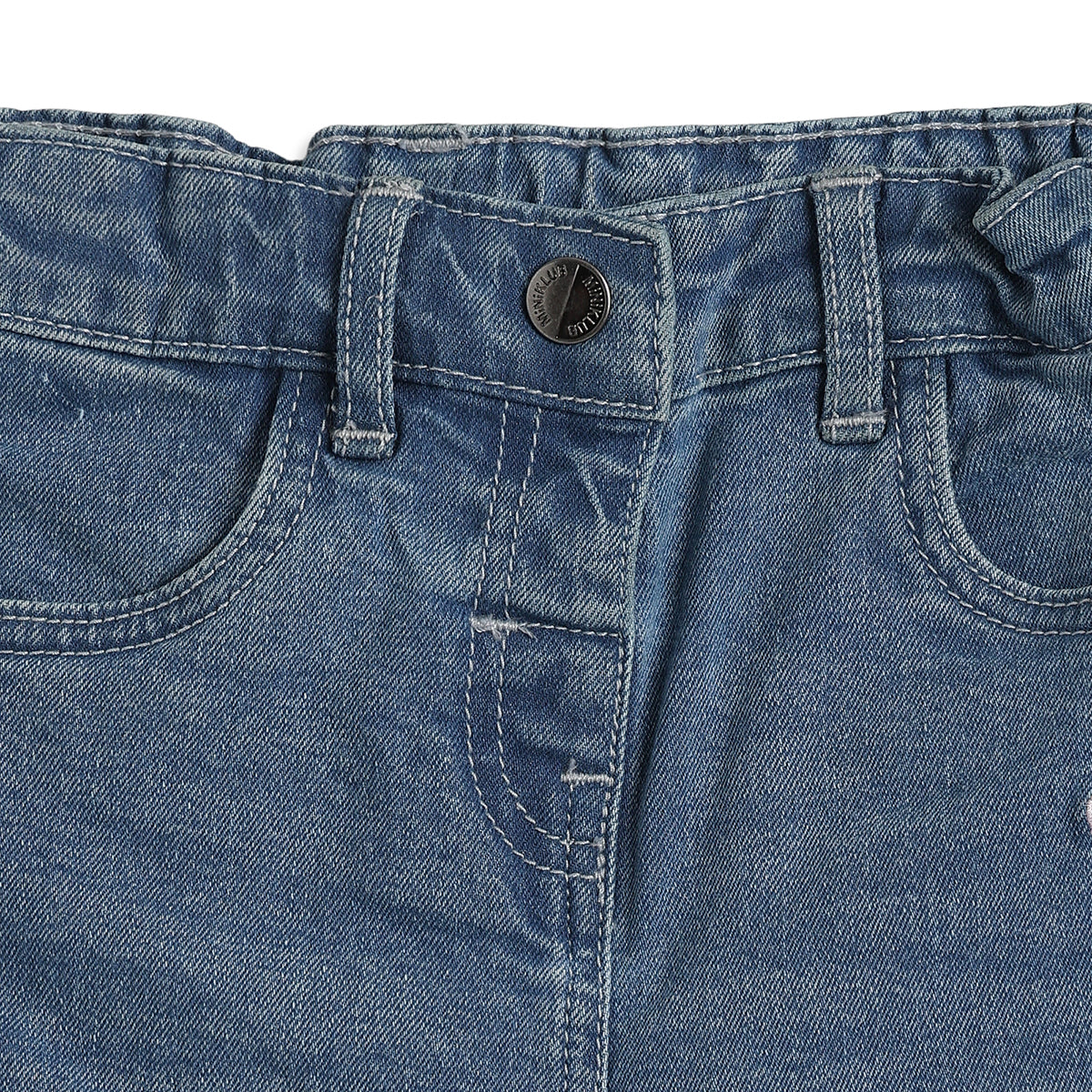 Baby Girls Blue Cotton Denim Pant Regular Fit Casual Wear