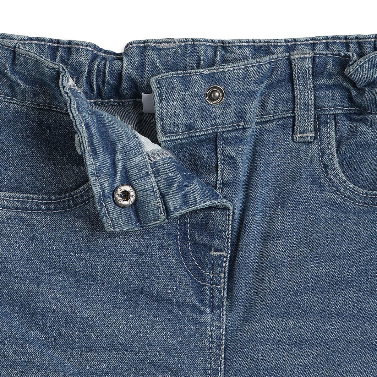 Baby Girls Blue Cotton Denim Pant Regular Fit Casual Wear