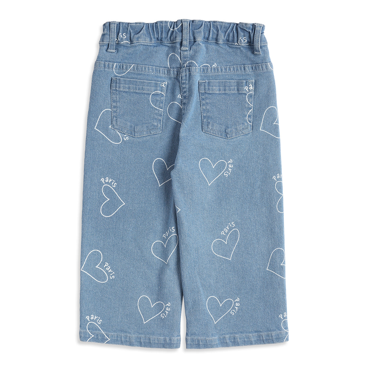 Baby Girls Blue Cotton Printed Denim Pants Regular Fit Baby Casual Denim Pants