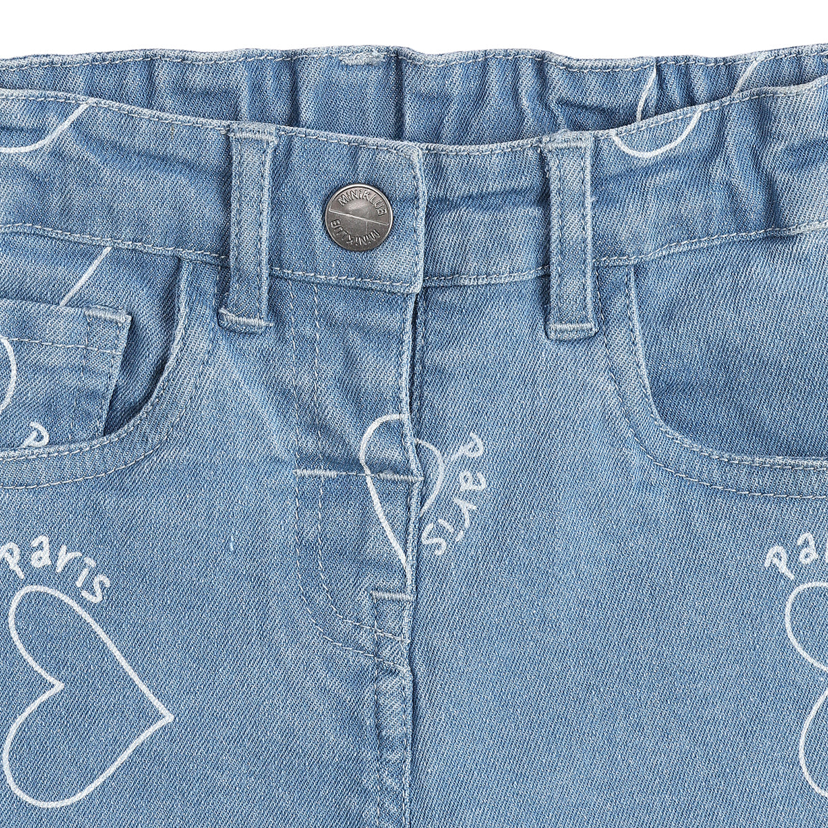 Baby Girls Blue Cotton Printed Denim Pants Regular Fit Baby Casual Denim Pants