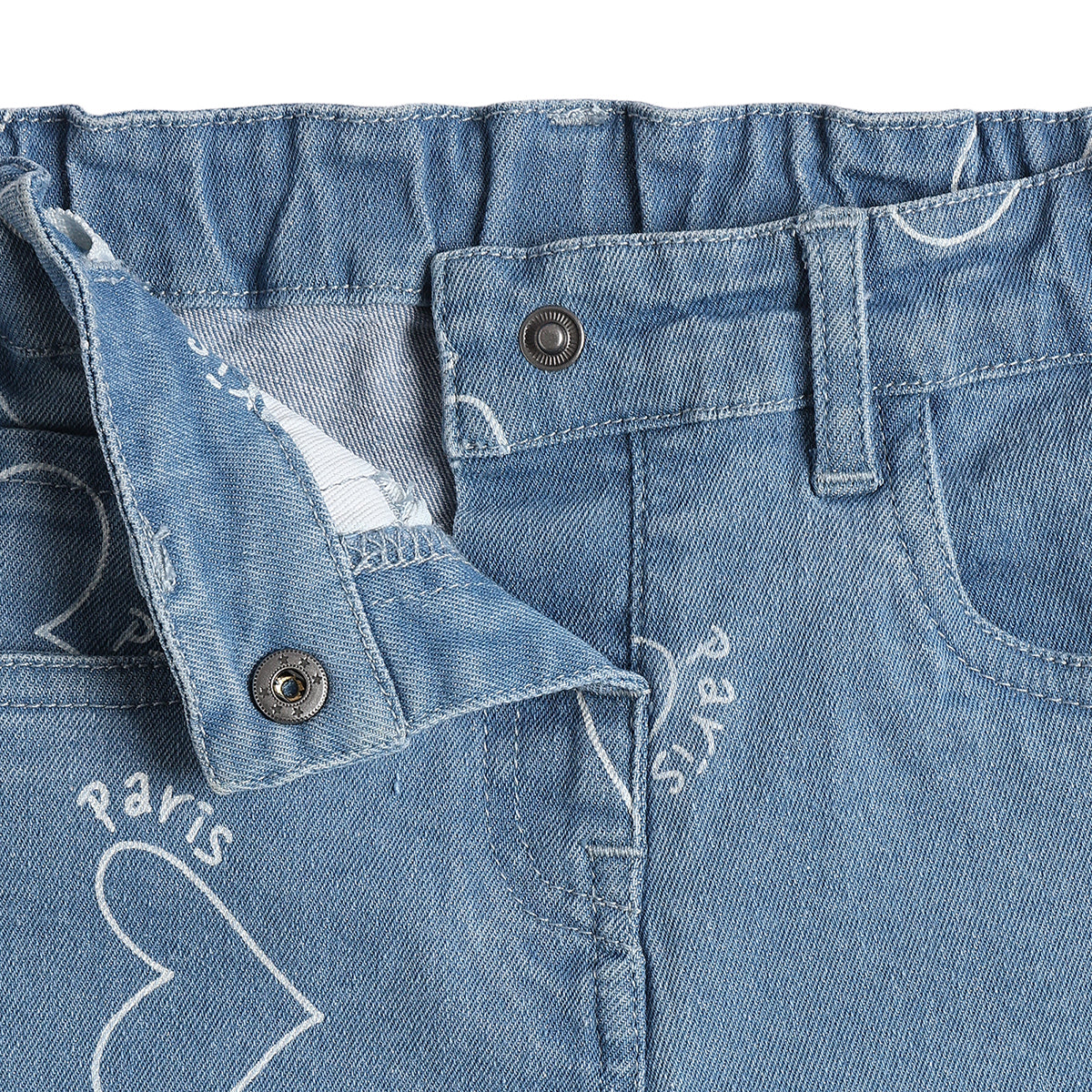 Baby Girls Blue Cotton Printed Denim Pants Regular Fit Baby Casual Denim Pants