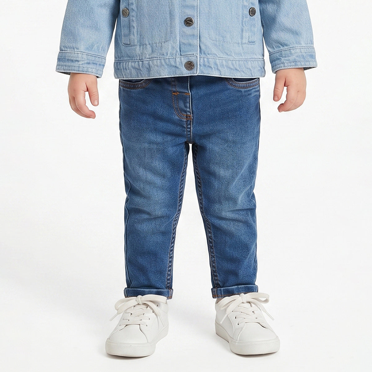 Baby Boys Blue Cotton Denim Pants Regular Fit Casual Denim Pants