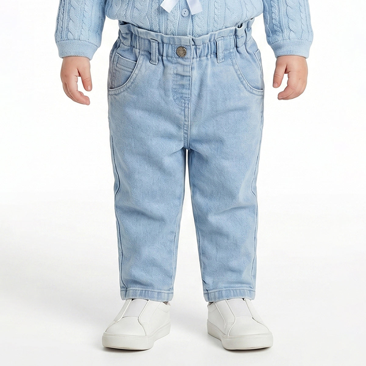Baby Girls Light Blue Cotton Denim Pant Regular Fit Casual Denim Pant