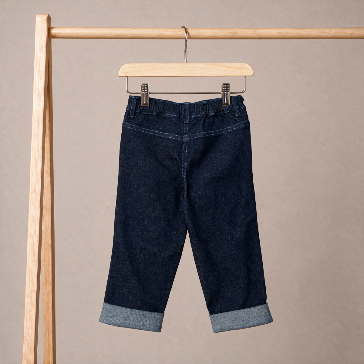 Baby Girls Navy Blue Denim Floral Embroidered Pant Regular Fit Casual Wear