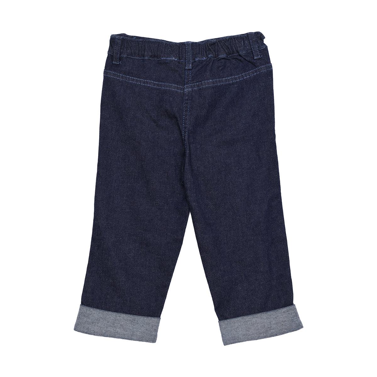 Baby Girls Navy Blue Denim Floral Embroidered Pant Regular Fit Casual Wear