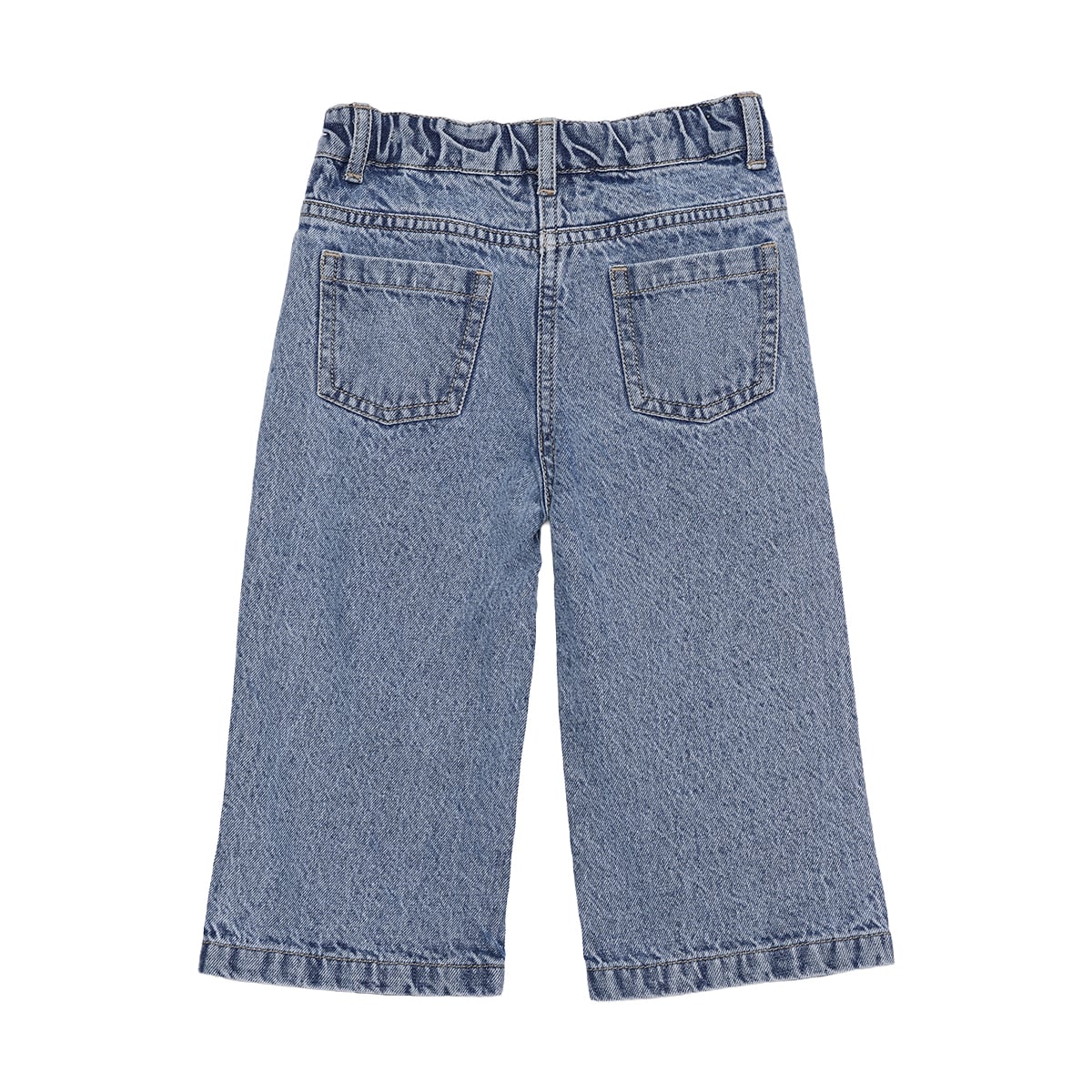 Baby Girls Blue Cotton Floral Embroidered Denim Pant Regular Fit Casual Wear