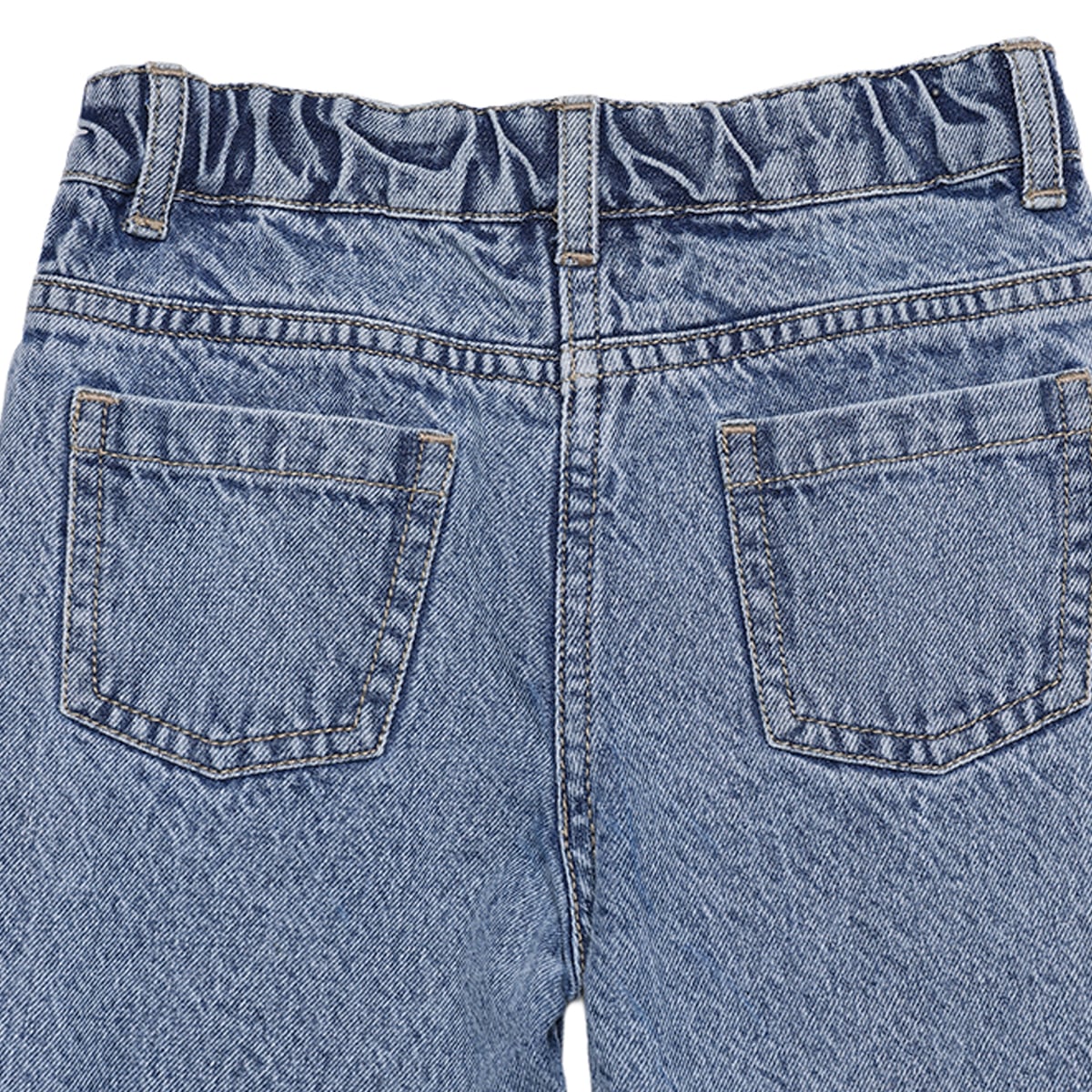 Baby Girls Blue Cotton Floral Embroidered Denim Pant Regular Fit Casual Wear