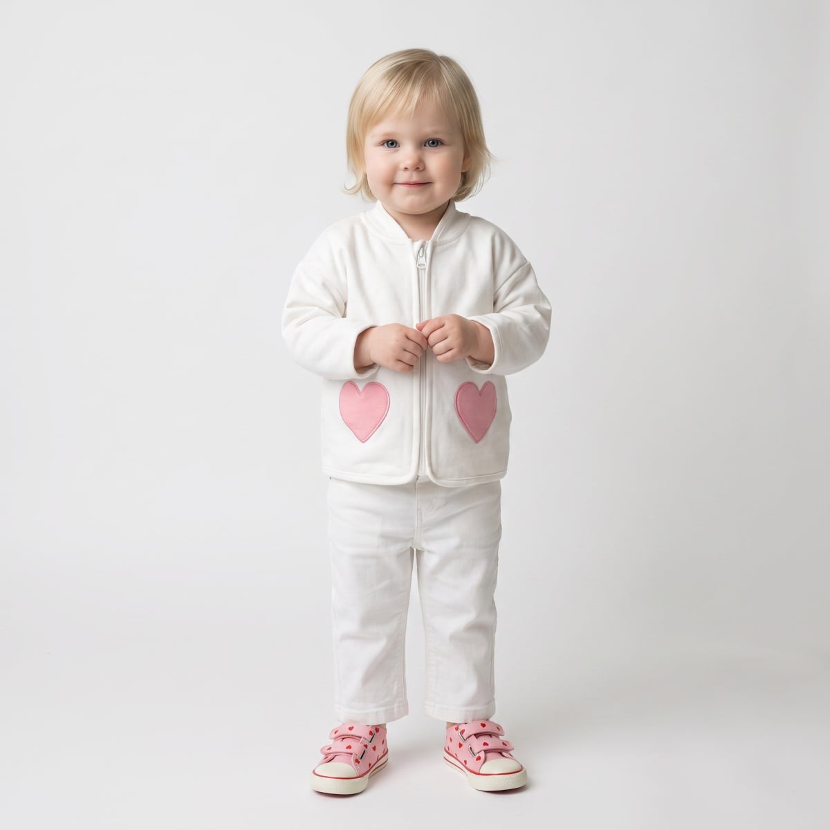 Baby Girls White Cotton Denim Bow Printed Wide-Leg Pant Pack Of 1 Regular Fit Casual Wear