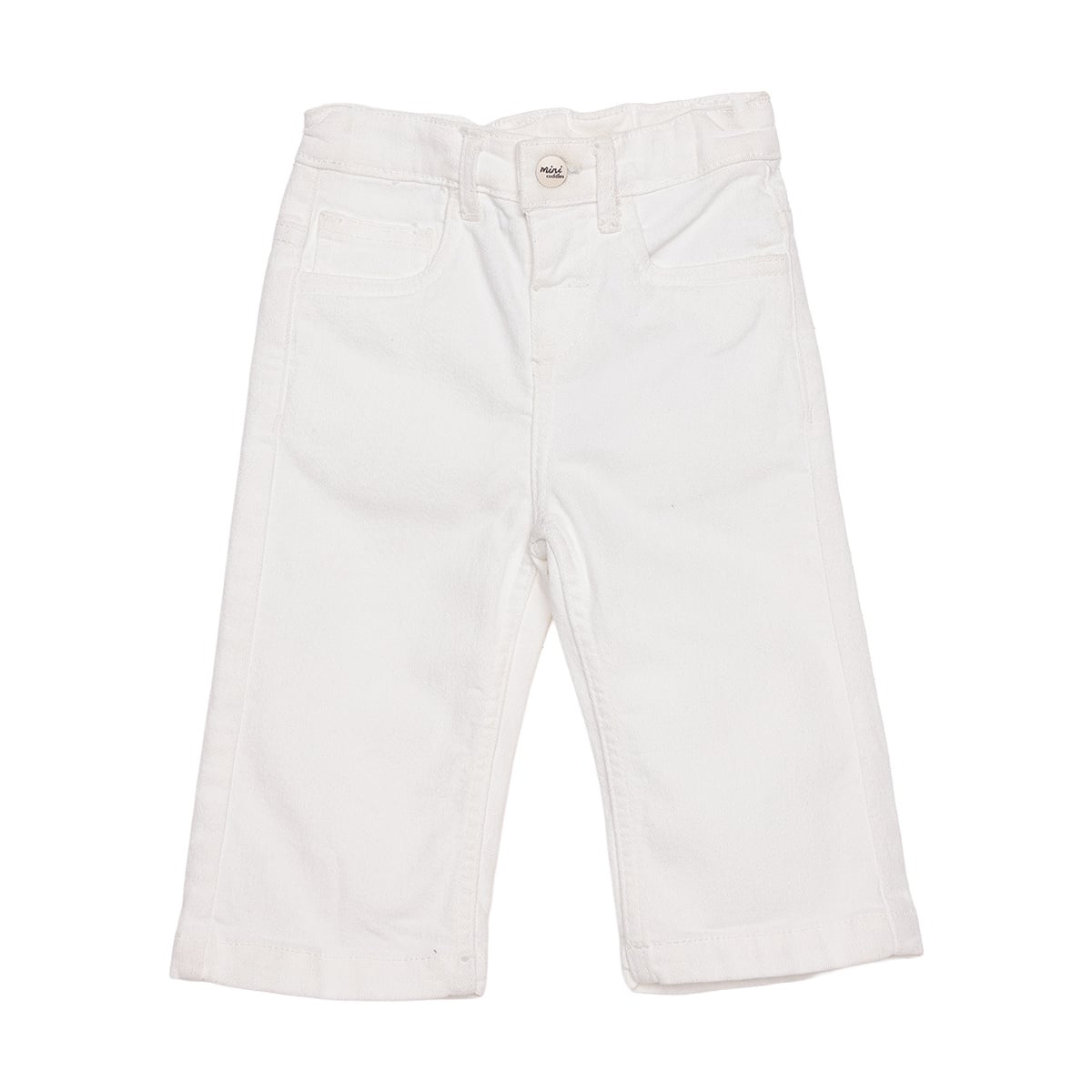 Baby Girls White Cotton Denim Bow Printed Wide-Leg Pant Pack Of 1 Regular Fit Casual Wear