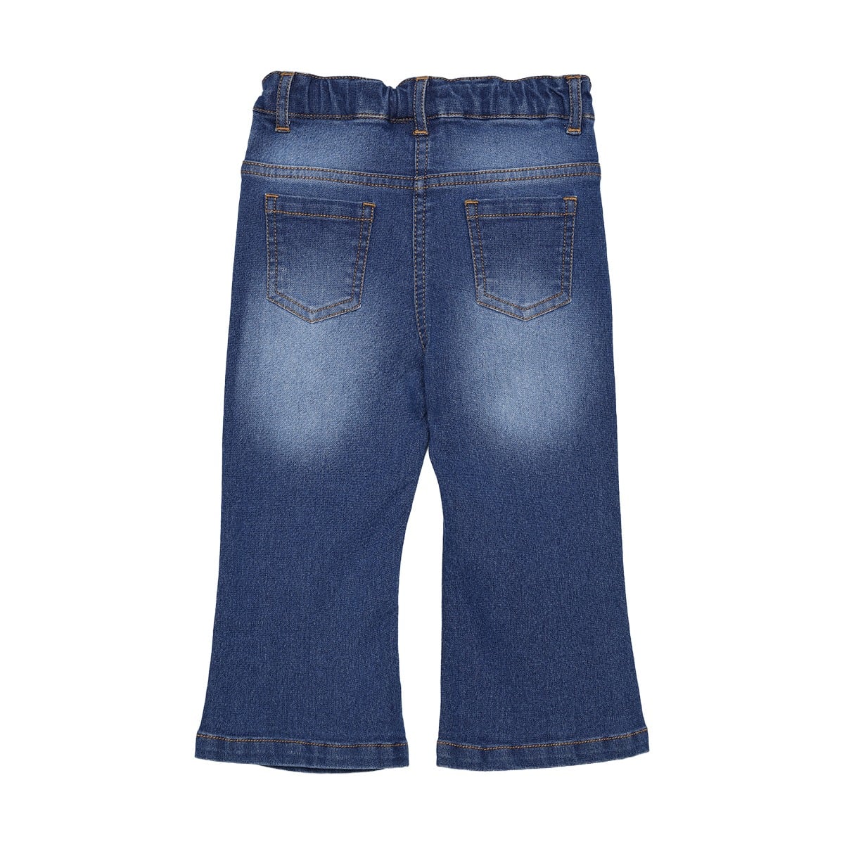 Baby Girls Blue Cotton Heart Embroidered Flared Denim Pant Regular Fit Casual Wear