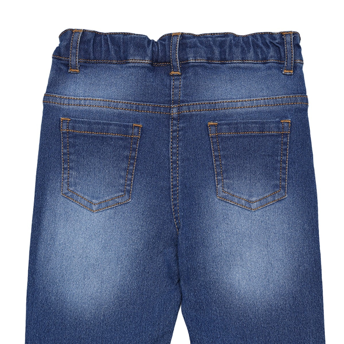 Baby Girls Blue Cotton Heart Embroidered Flared Denim Pant Regular Fit Casual Wear