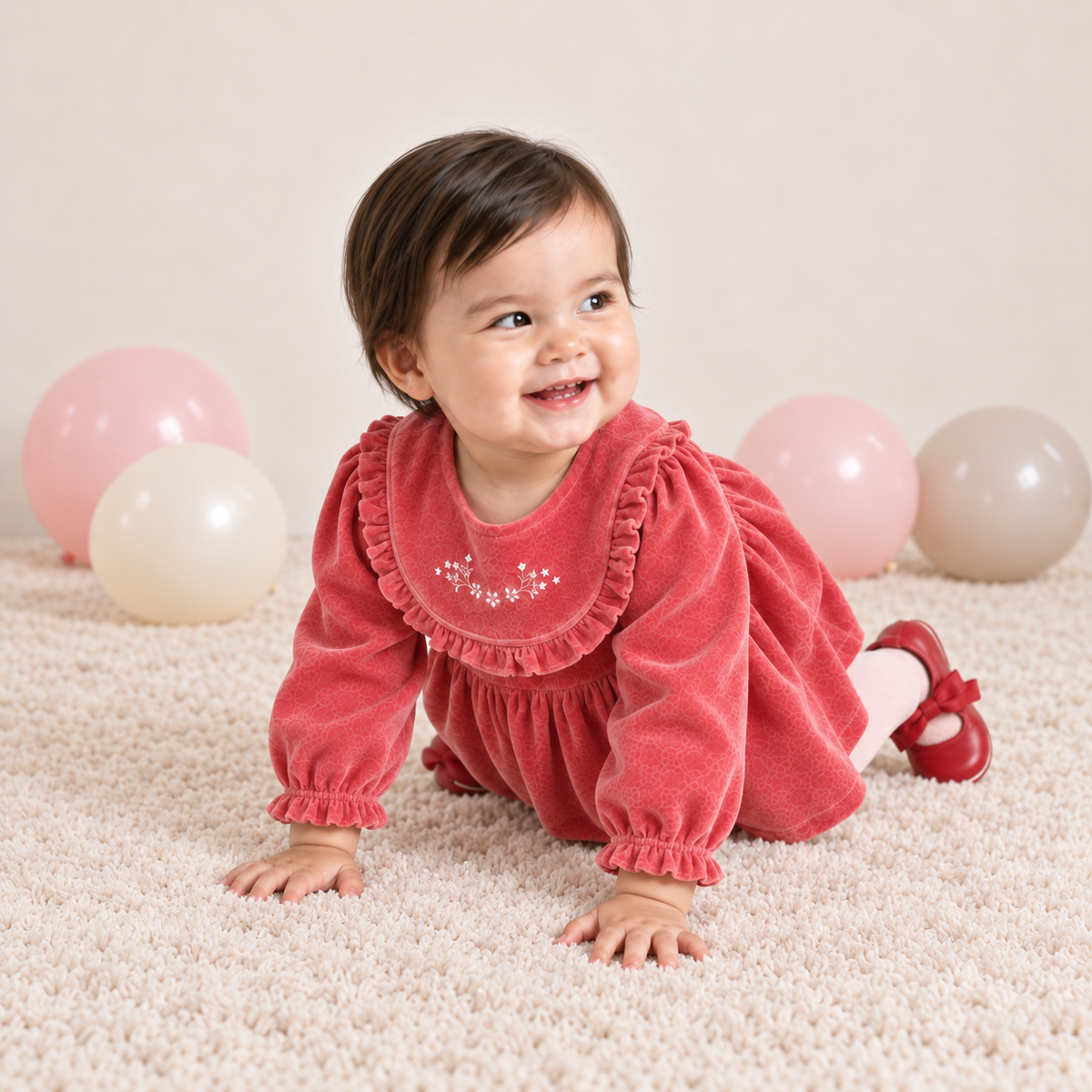 Baby Girls Pink Cotton Blend Dress with Tights Set Regular Fit Party Wear