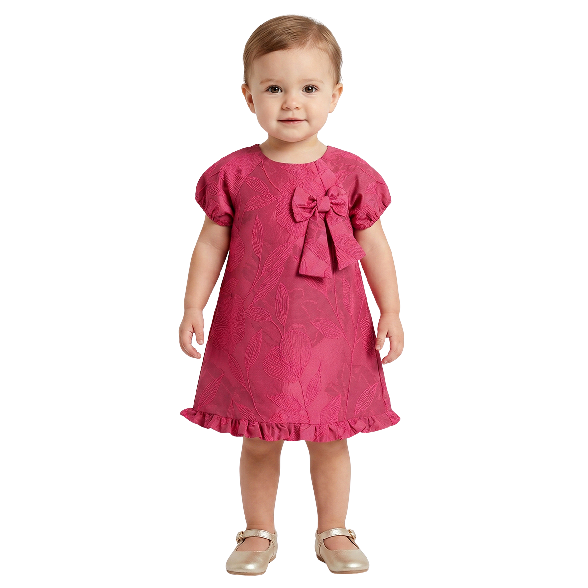 Baby Girls Pink Polyester Floral Party Dress Occasion Dress