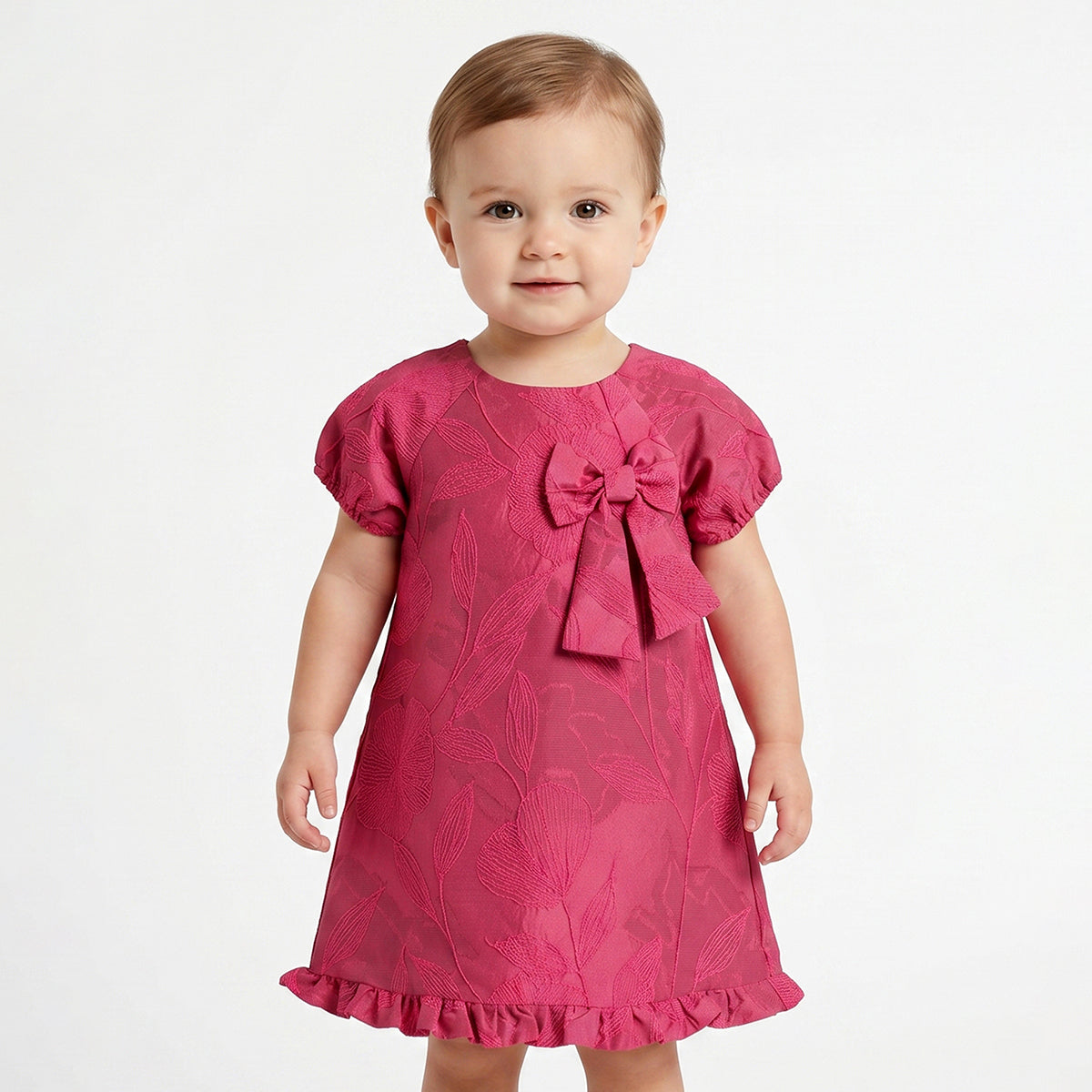 Baby Girls Pink Polyester Floral Party Dress Regular Fit Occasion Dress