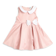 Baby Girls Peach Polyester Party Dress Regular Fit Occasion Dress