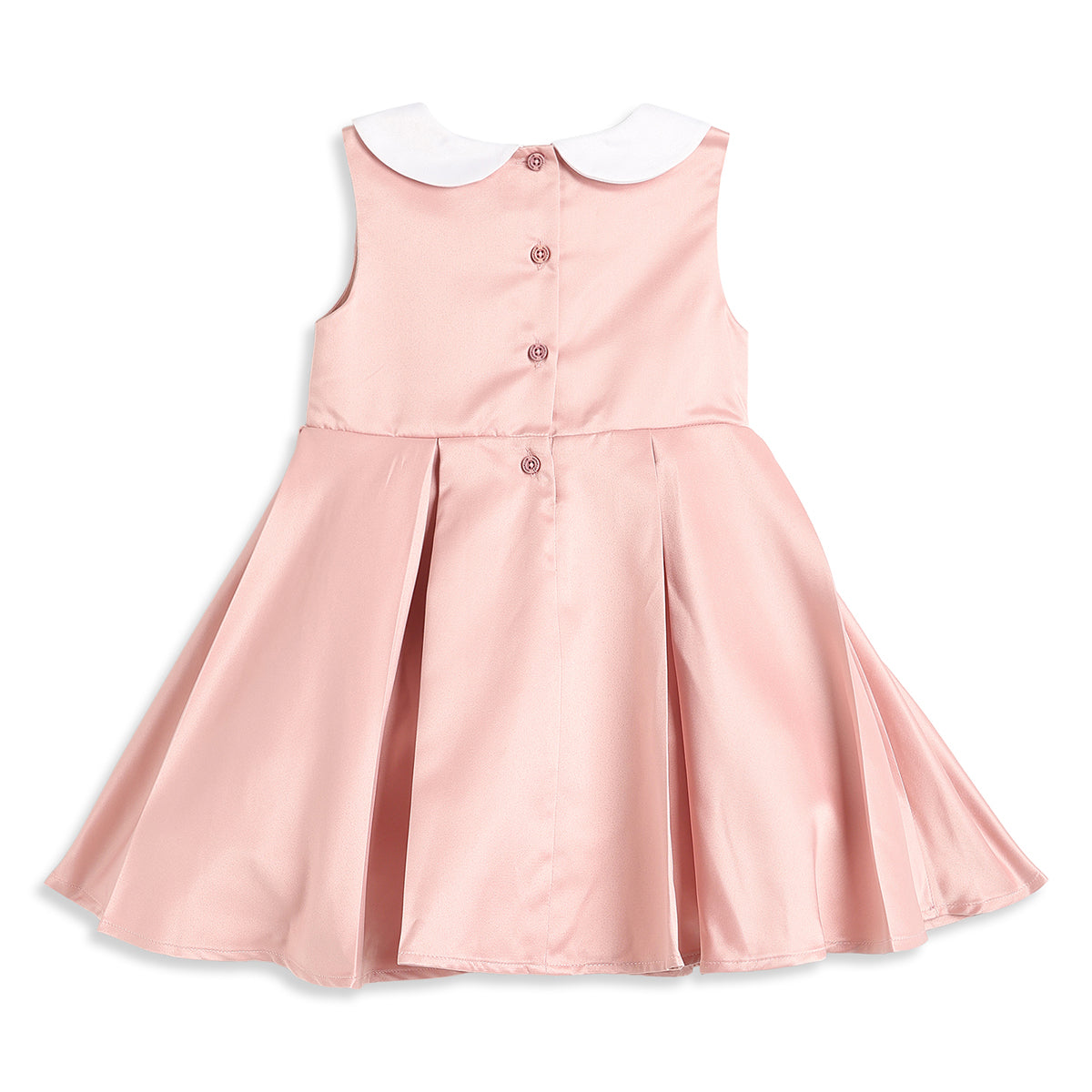 Baby Girls Peach Polyester Party Dress Regular Fit Occasion Dress