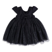 Baby Girls Black Glitter Bow Tulle Dress Regular Fit Party Wear