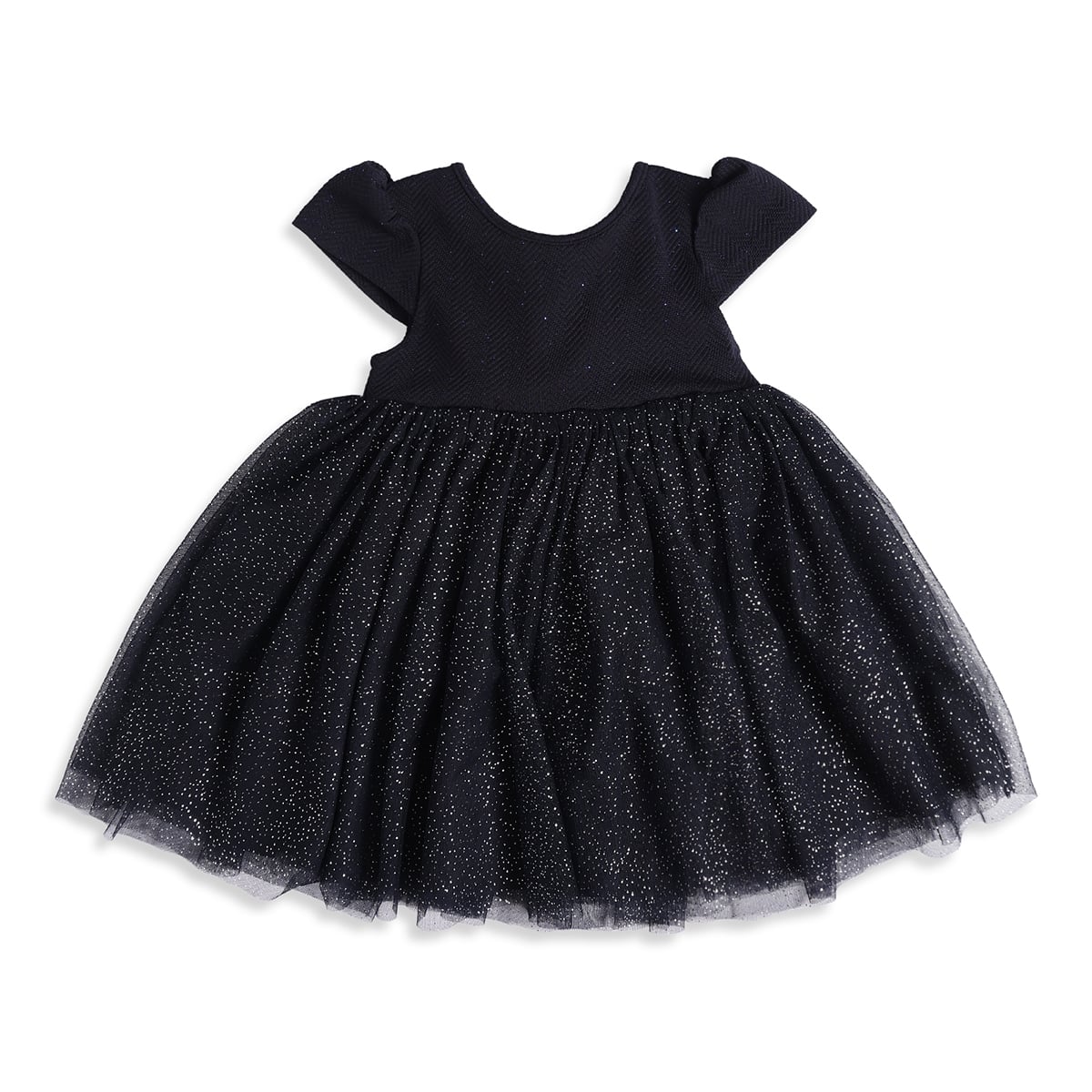 Baby Girls Black Glitter Bow Tulle Dress Regular Fit Party Wear