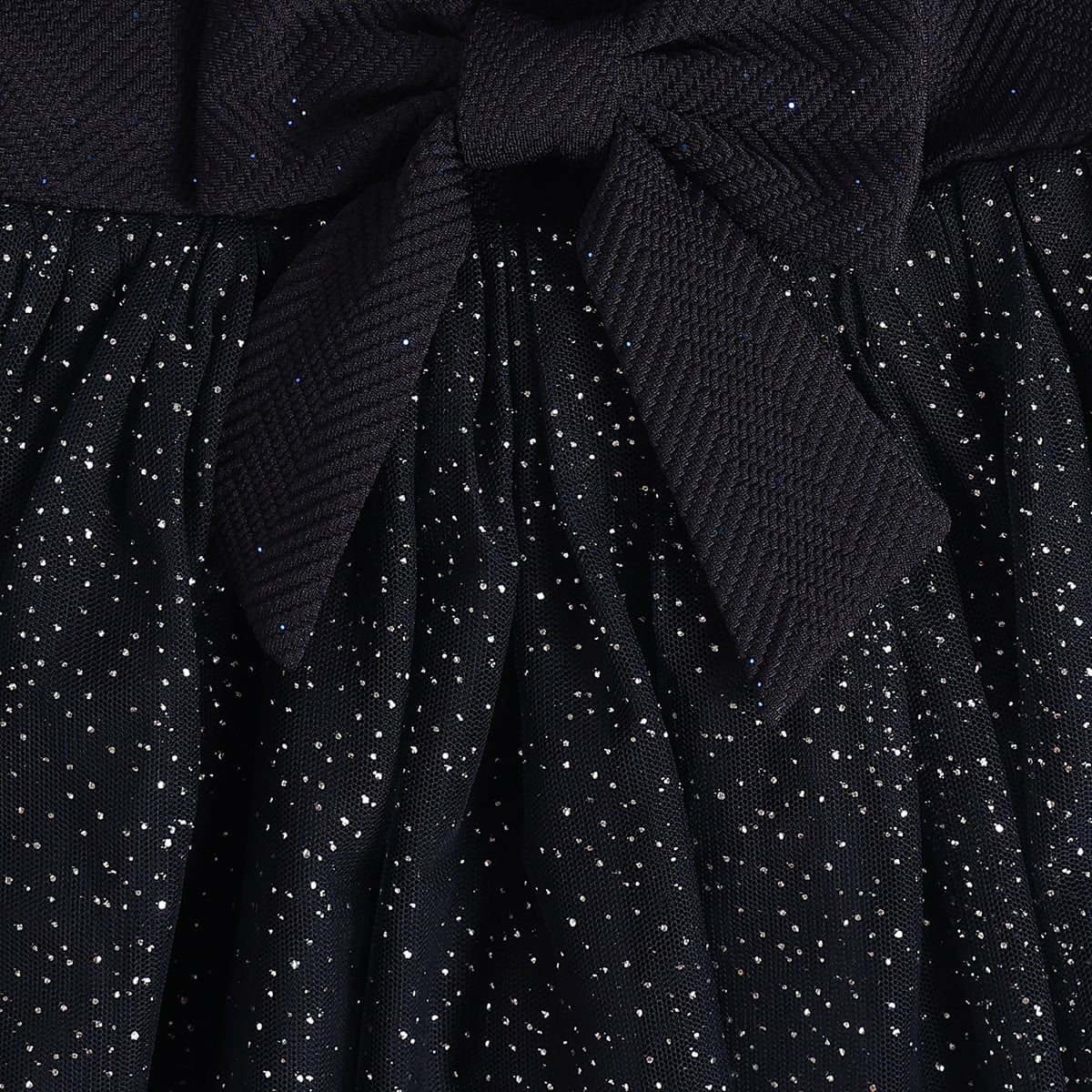 Baby Girls Black Glitter Bow Tulle Dress Regular Fit Party Wear