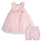 Baby Girls Light Pink Embellished Dress with Bloomers Regular Fit Party Wear