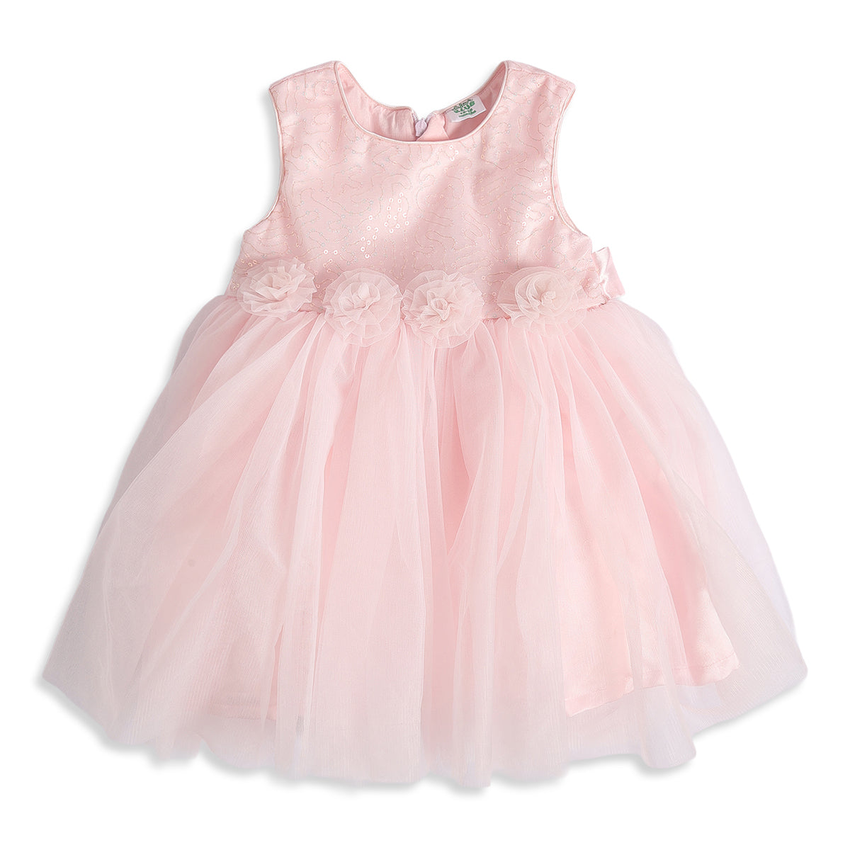 Baby Girls Light Pink Embellished Dress with Bloomers Regular Fit Party Wear
