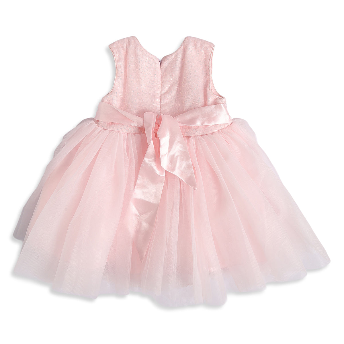 Baby Girls Light Pink Embellished Dress with Bloomers Regular Fit Party Wear