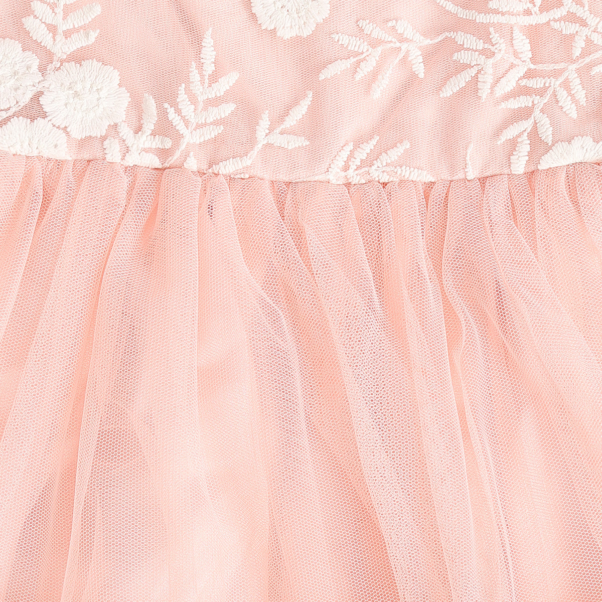 Baby Girls Peach Embroidered Dress with Off-White Shrug Regular Fit Party Wear