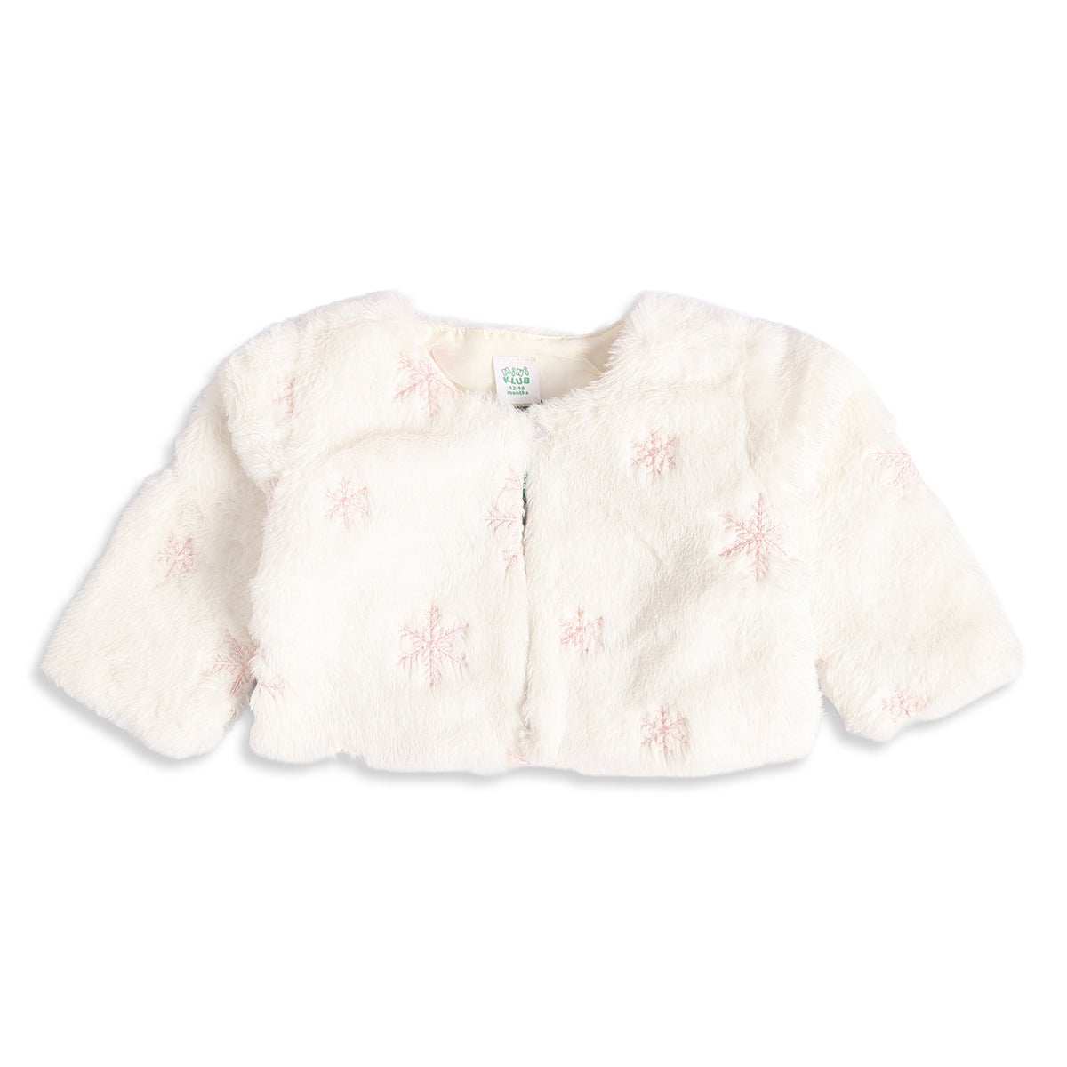 Baby Girls Peach Embroidered Dress with Off-White Shrug Regular Fit Party Wear