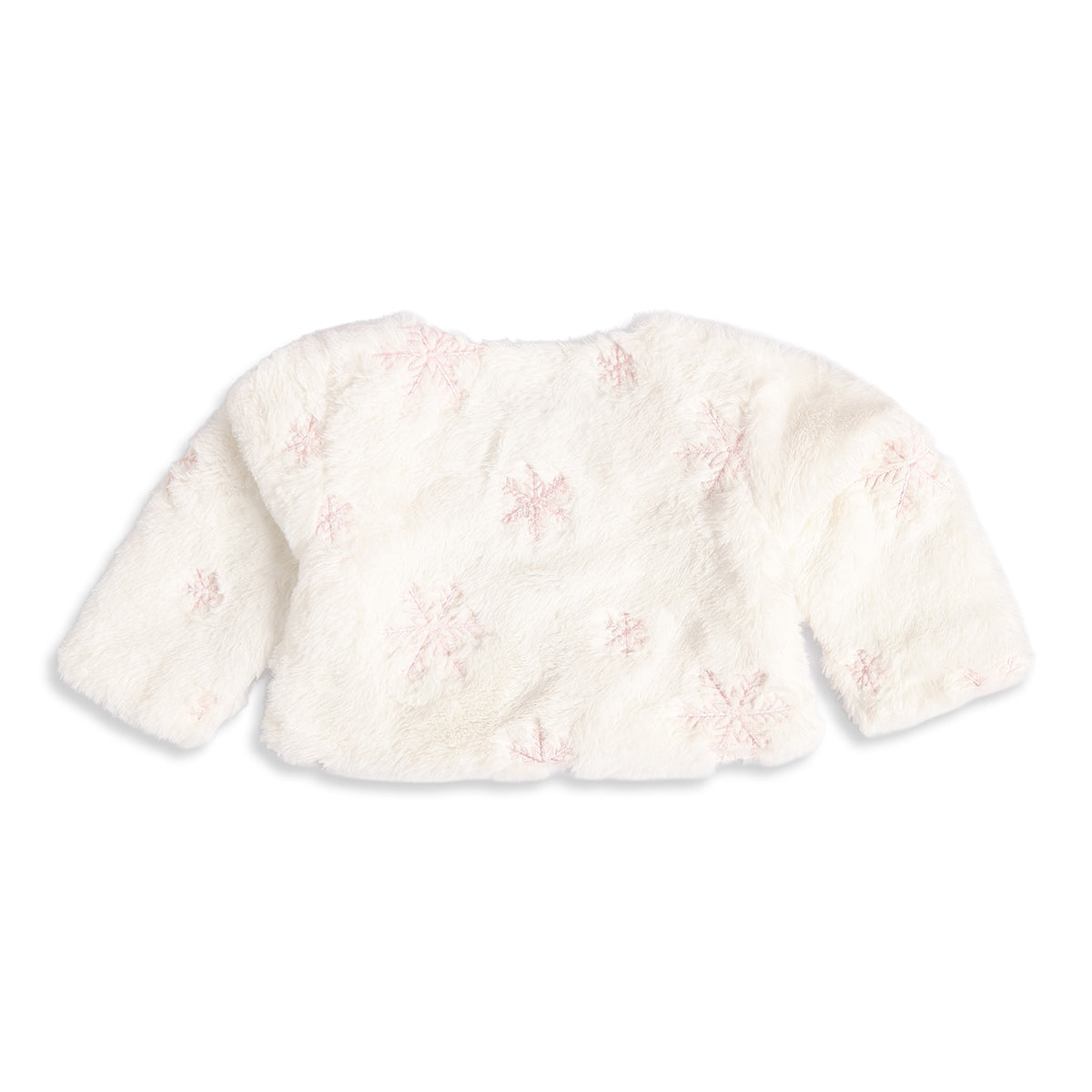 Baby Girls Peach Embroidered Dress with Off-White Shrug Regular Fit Party Wear