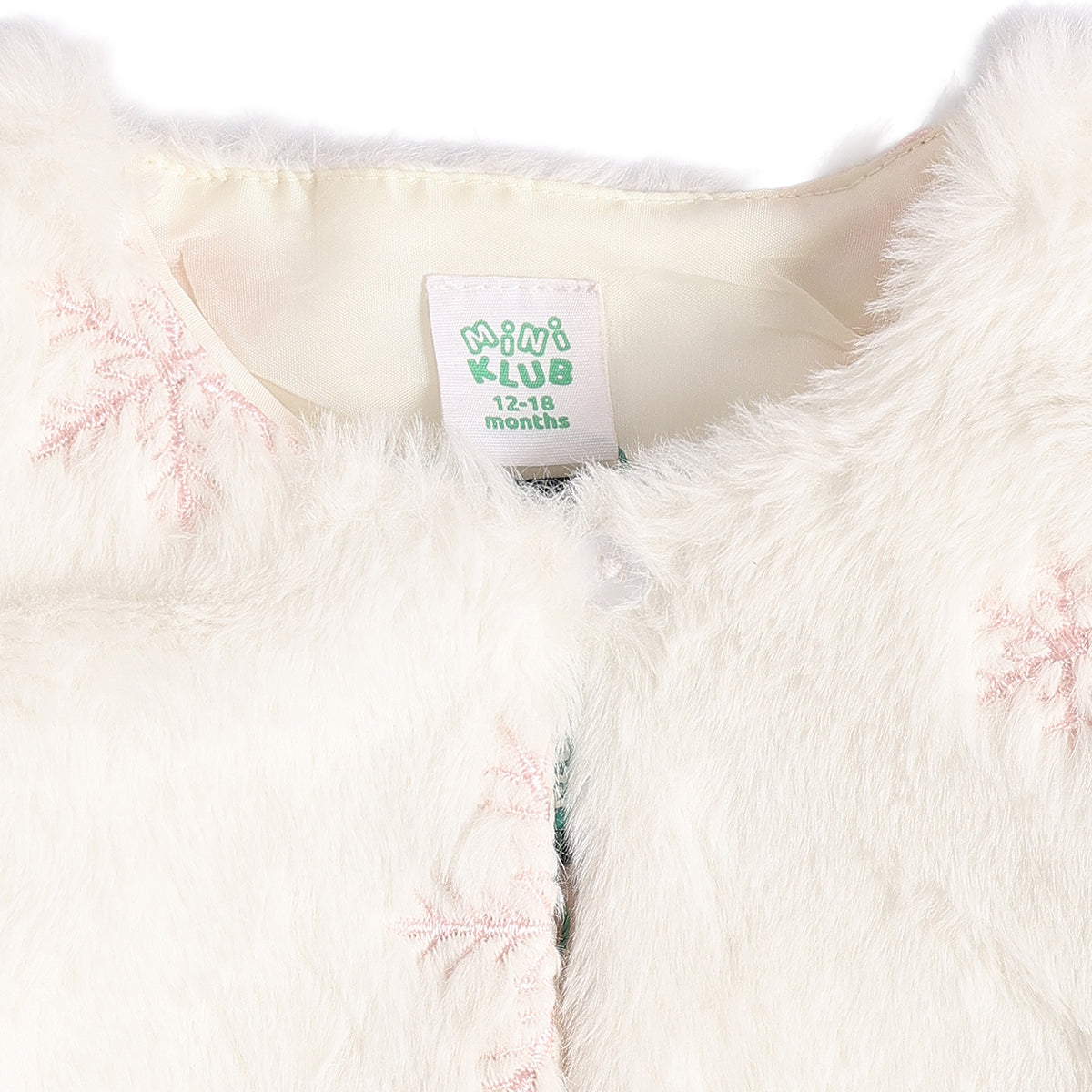 Baby Girls Peach Embroidered Dress with Off-White Shrug Regular Fit Party Wear